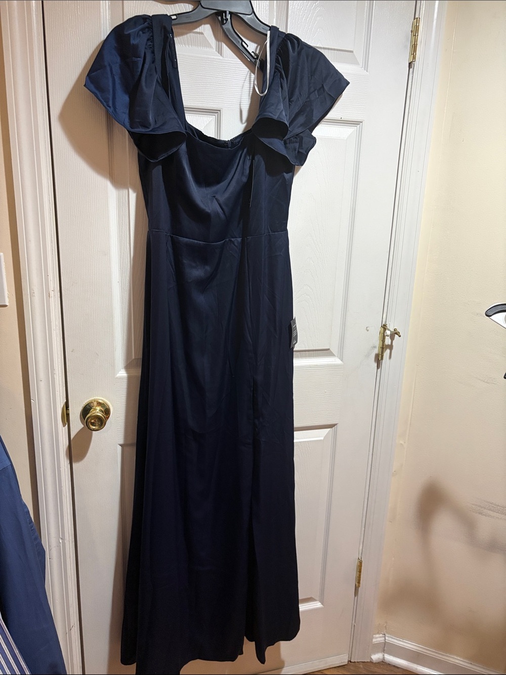 Lulu's Navy Maxi Dress with Flutter Cap Sleeves